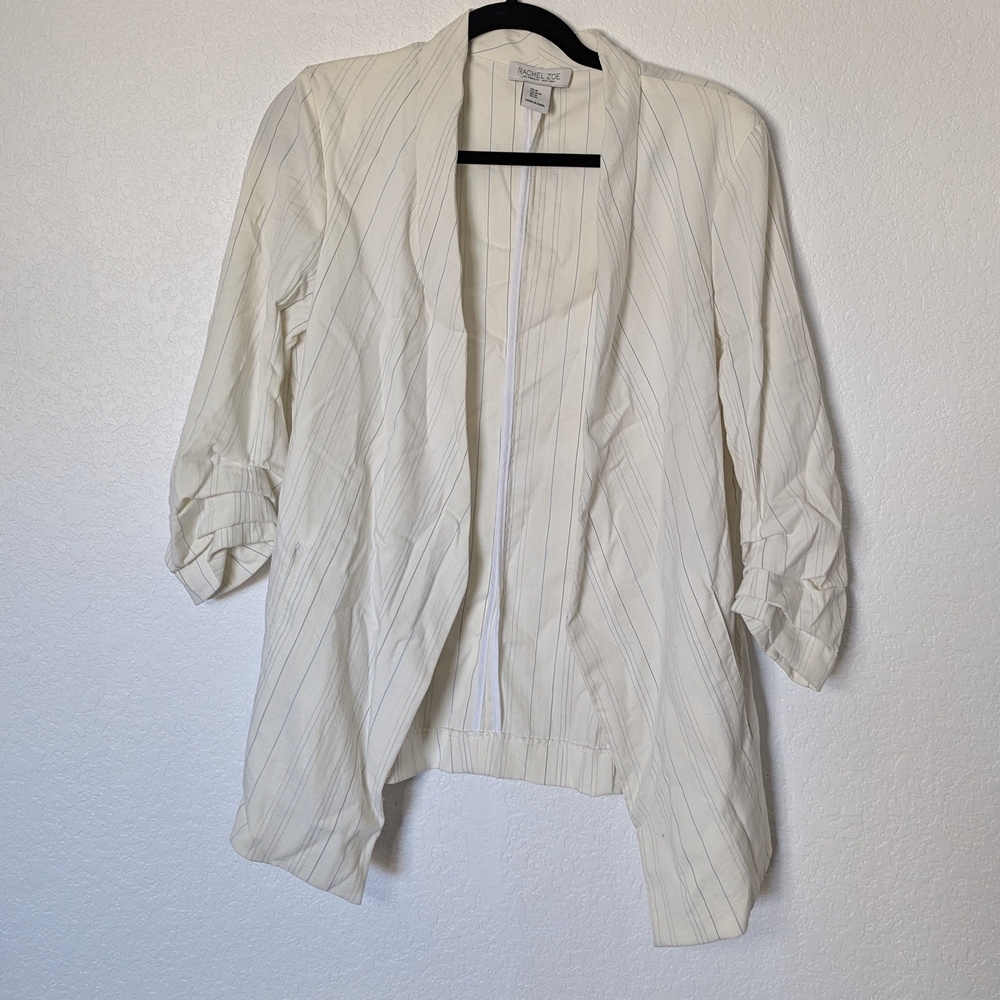 Rachel Zoe Cream Pinstripe Open Blazer